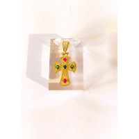 Ασημένιος σταυρός επίχρυσος βυζαντινός με ζιργκόν SCR44